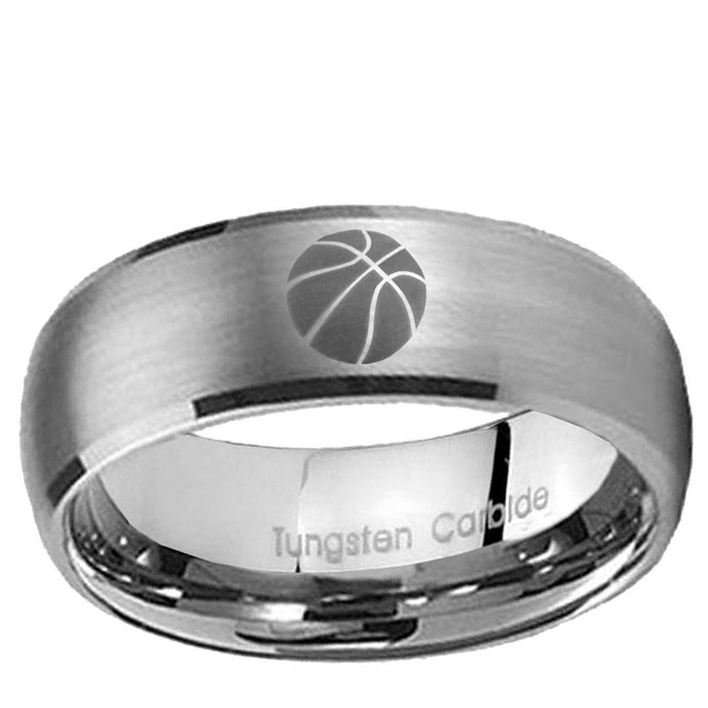 10mm Basketball Dome Brushed Tungsten Ring