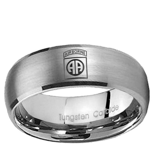 10mm Army Airborn Dome BrushedTungsten Ring