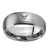 10mm-Classic-Satin-Silver-Dome-US-Air-Force-Tungsten-Laser-Engraved-Ring