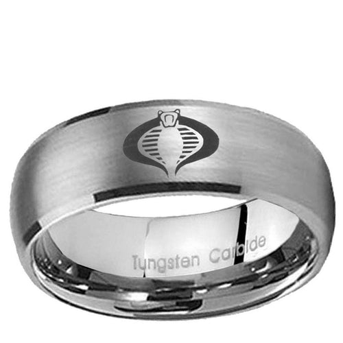 10mm Cobra Dome Brushed Tungsten Ring