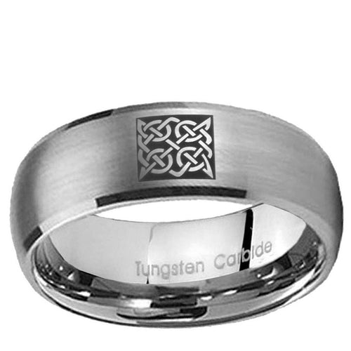 10mm Celtic Design Dome Brushed Tungsten Ring