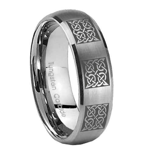 10mm Multiple Celtic Dome Brushed Tungsten Carbide Anniversary Ring