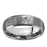 5, 8mm Multiple Dragon Celtic Dome Brushed Tungsten Ring