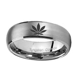 10mm-Marijuana-Leaf-Dome-Brushed-Tungsten-Carbide-Mens-Engagement-Band