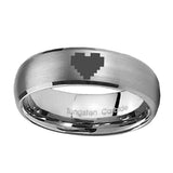 8mm-Classic-Satin-Silver-Dome-Zelda-Heart-Tungsten-Laser-Engraved-Ring