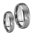 Celtic Zelda Dome Brushed Tungsten Bridal Set Ring