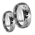 Deer Hunting Dome Brushed Tungsten Bridal Ring Sets