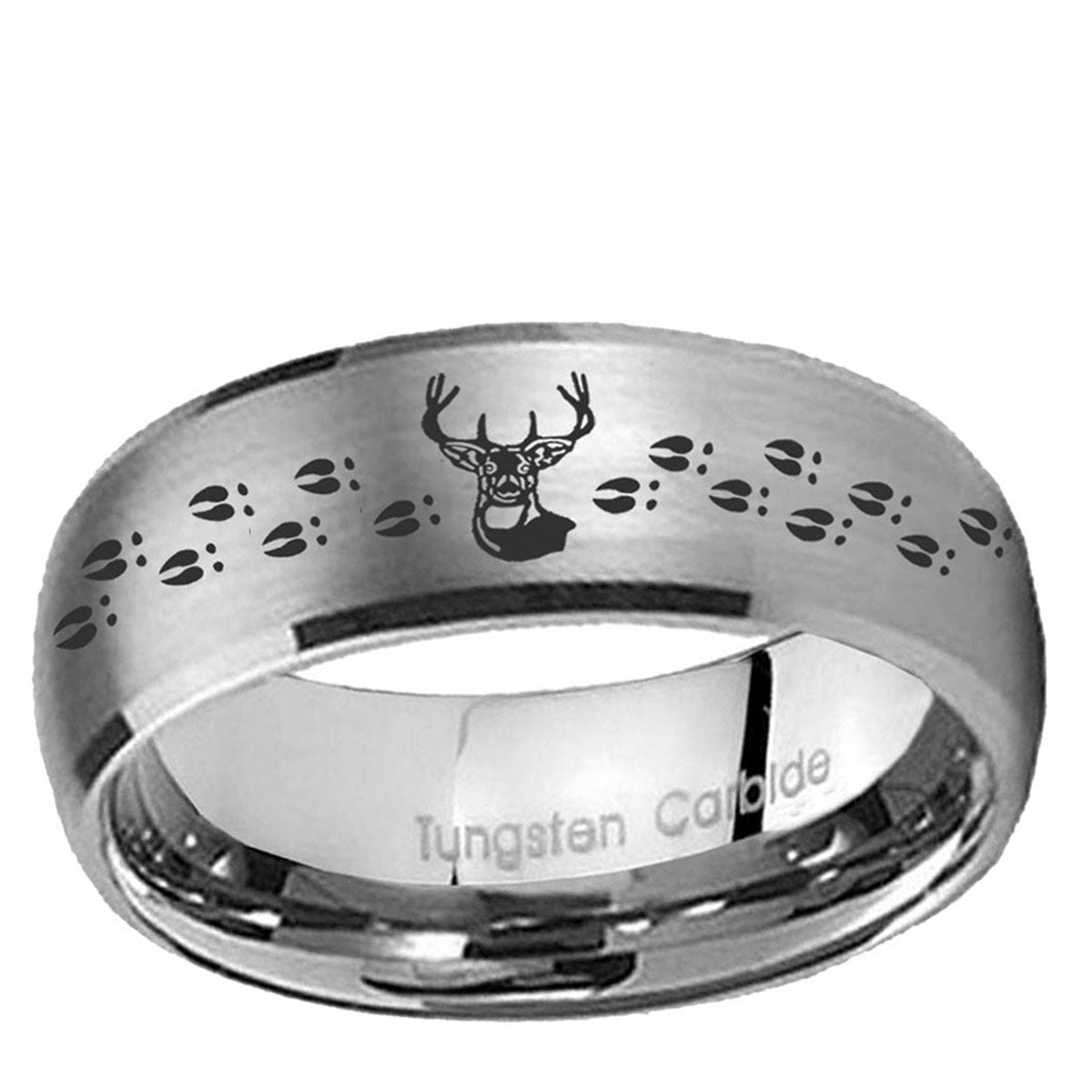 10mm Deer Antler Dome Brushed Tungsten Ring