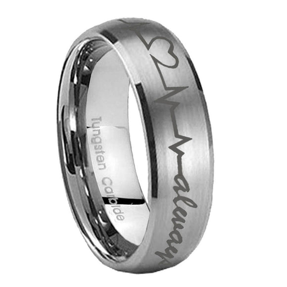 8mm-Heart-Beat-forever-Heart-always-Dome-Brushed-Tungsten-Men's-Engagement-Ring