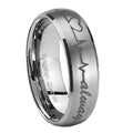 10mm Heart Beat forever Heart always Dome Brushed Tungsten Men's Engagement Ring