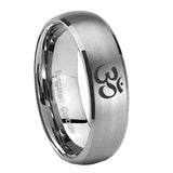 8mm Om Aum Yoga Dome Brushed Tungsten Carbide Mens Promise Ring