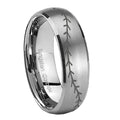8MM Baseball Stitch Dome Brushed Gray Tungsten Personalized Ring