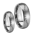 Baseball Stitch Dome Brushed Tungsten Mens Set Ring