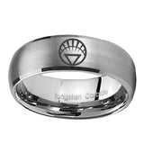 5, 8mm White Lantern Dome Matte Silver Tungsten Wedding Bands