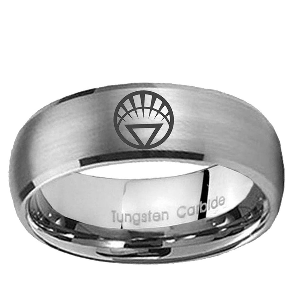 5MM White Lantern Dome Brushed Gray Tungsten Mens Promise Ring