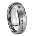 10mm Sound Wave, I love you more Dome Brushed Tungsten Mens Ring Engraved