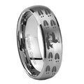 10mm Deer Hunting Tracks Dome Brushed Tungsten Carbide Mens Wedding Ring
