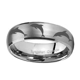 10mm-Dolphins-Dome-Brushed-Tungsten-Carbide-Men's-Wedding-Ring