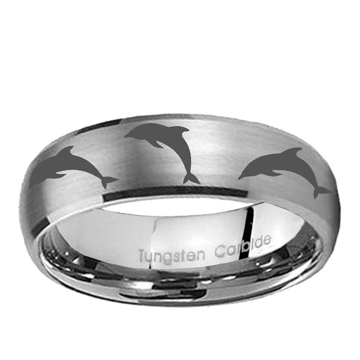 10mm Dolphins Dome Brushed Tungsten Ring