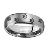 10mm-Paw-Print-Dome-Brushed-Tungsten-Carbide-Personalized-Ring