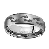 10mm-Foot-Print-Dome-Brushed-Tungsten-Carbide-Men's-Bands-Ring
