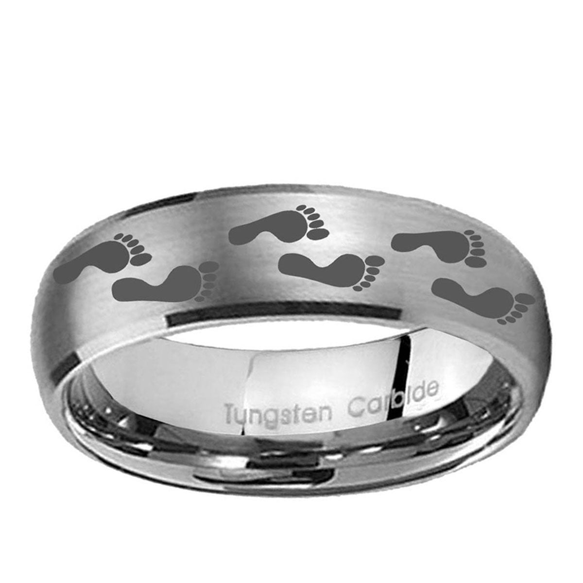 10mm Foot Print Dome Brushed Tungsten Ring