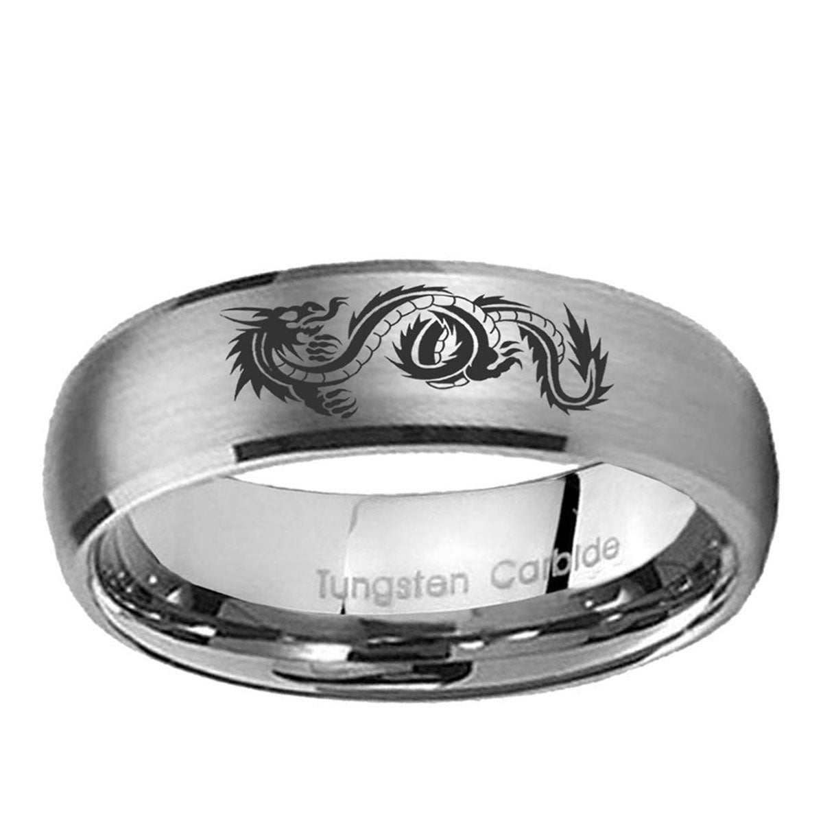 10mm Dragon Dome Brushed Tungsten Ring