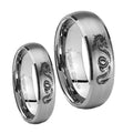 Dragon Dome Brushed Tungsten Promise Ring Set