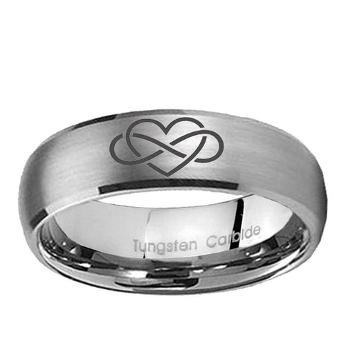 10mm Infinity Love Dome BrushedTungsten Ring