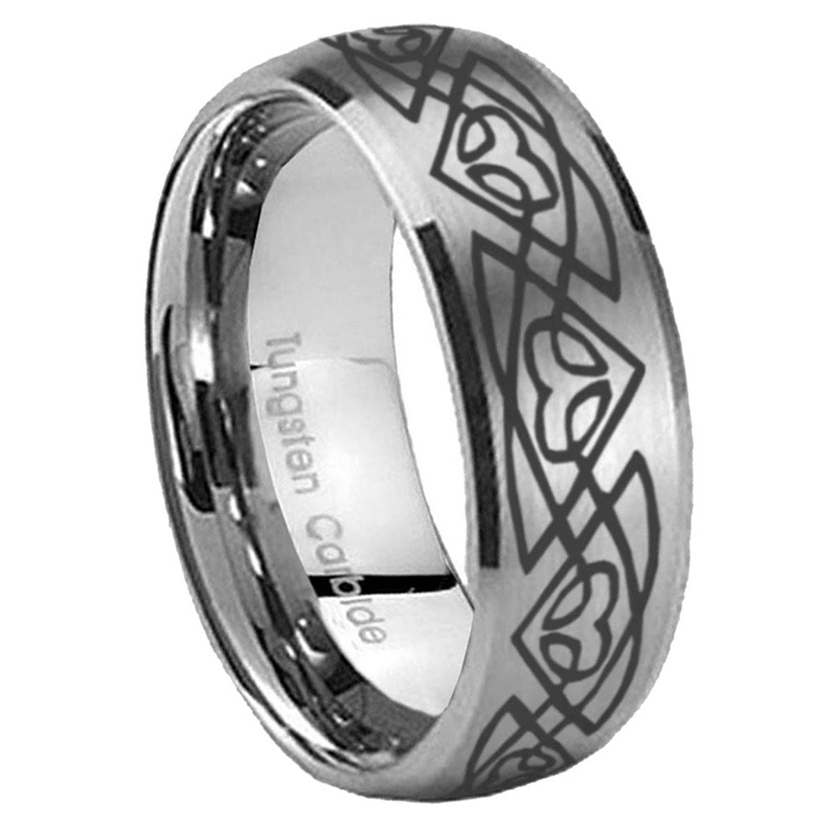 10mm Celtic Braided Dome Brushed Tungsten Carbide Men's Promise Rings