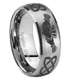 10mm-Irish-Claddagh-Dome-Brushed-Tungsten-Carbide-Wedding-Band-Ring