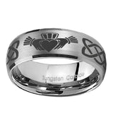 10mm-Irish-Claddagh-Dome-Brushed-Tungsten-Carbide-Wedding-Band-Ring