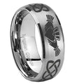 8MM Irish Claddagh Dome Brushed Gray Tungsten Ring For Him