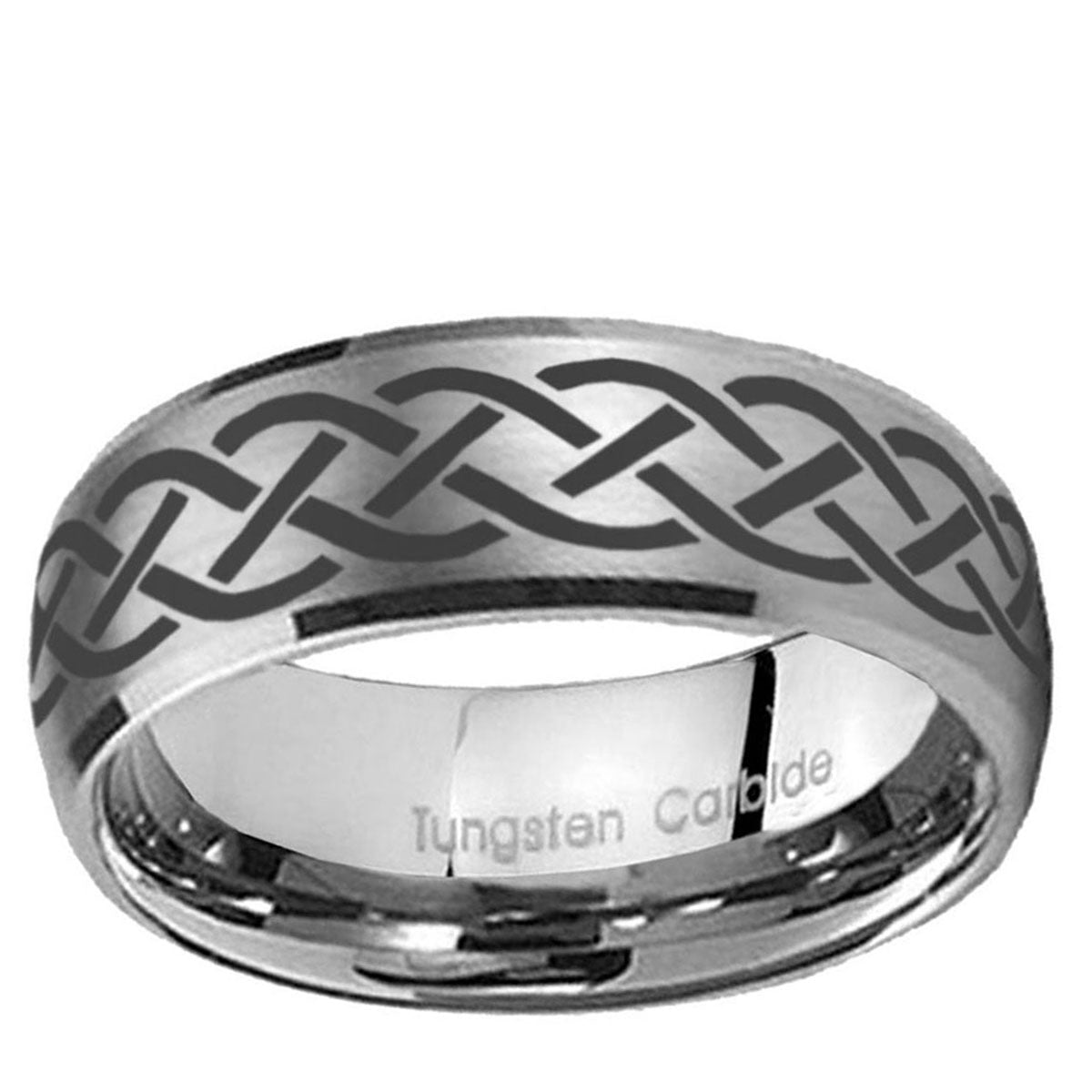 10mm Celtic Knot Dome Brushed Tungsten Ring