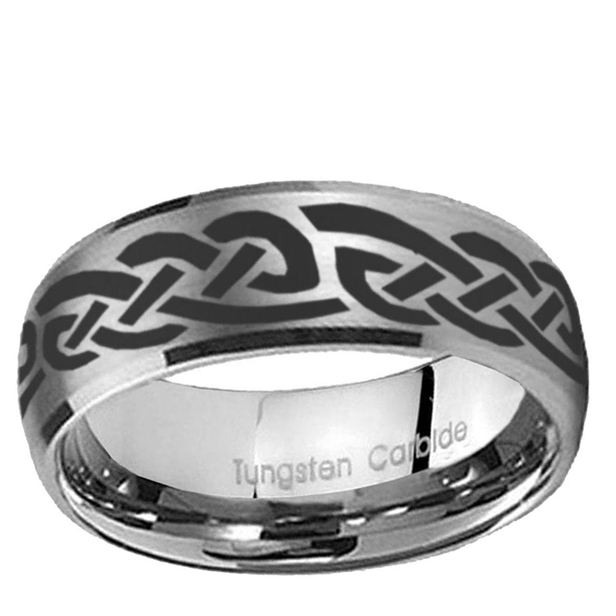 5MM Celtic Knot Infinity Love Dome Brushed Gray Tungsten Band