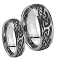 Celtic Knot Infinity Love Dome Brushed Tungsten Couple Wedding Bands
