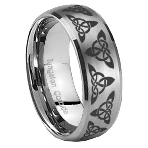 10mm Celtic Knot Dome Brushed Tungsten Carbide Men's Promise Rings