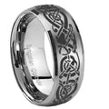 8MM Celtic Knot Dragon Dome Brushed Gray Tungsten Wedding Band
