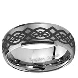 5, 8mm Celtic Knot Dome Brushed Tungsten Ring