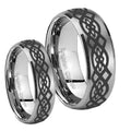 Celtic Knot Dome Brushed Tungsten Mens Set Ring