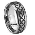 8MM Laser Celtic Knot Dome Brushed Gray Tungsten Mens Ring