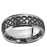 5, 8mm Celtic Knot Love Dome Brushed Tungsten Ring