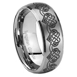 8mm Celtic Knot Heart Dome Brushed Tungsten Carbide Men's Promise Rings