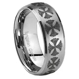 8mm-Medieval-Cross-Dome-Brushed-Tungsten-Carbide-Men's-Promise-Rings