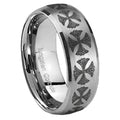 8MM Medieval Cross Dome Brushed Gray Tungsten Wedding Band For Men