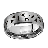 10mm-Flying-Geese-Hunting-Dome-Tungsten-Carbide-Gray-Engagement-Ring