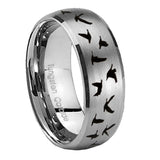 8mm Flying Geese Hunting Dome Brushed Tungsten Carbide Men's Promise Rings