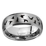 5, 8mm Flying Geese Hunting Dome Brushed Tungsten Ring