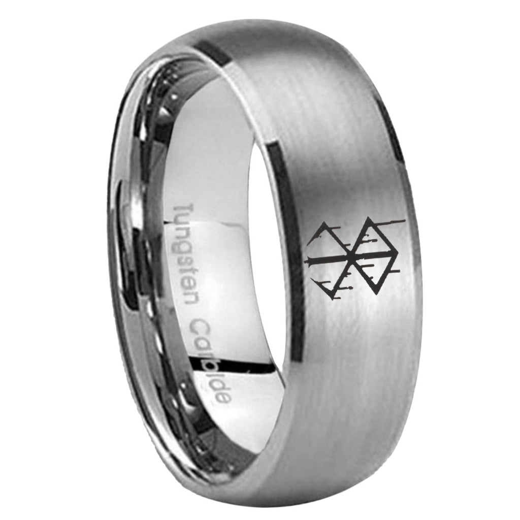 8MM Stigma Sangrando Berserk Inspired Dome Brushed Gray Tungsten Wedding Band