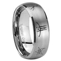 8MM Blackborne Caryll Runes Dome Brushed Gray Tungsten Wedding Band